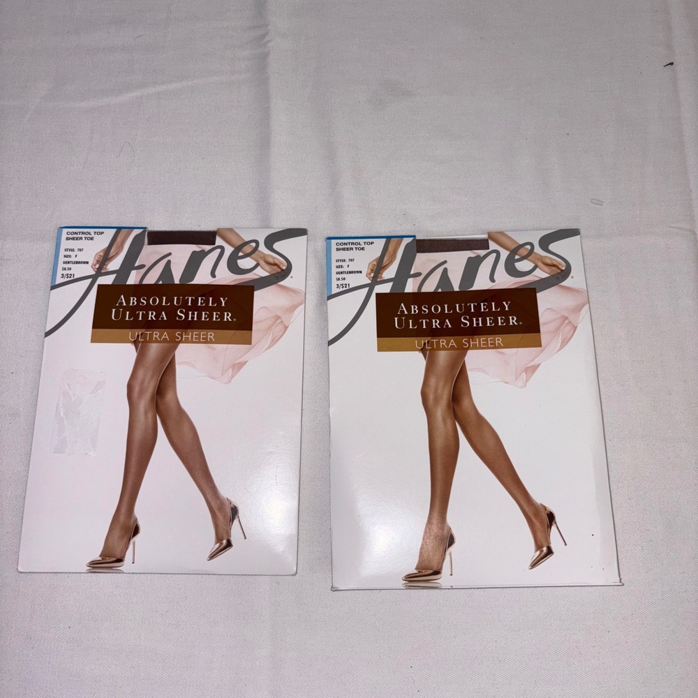 Hanes Absolutely Ultra Sheer Control Top Pantyhose Tights Gentle Brown Size F